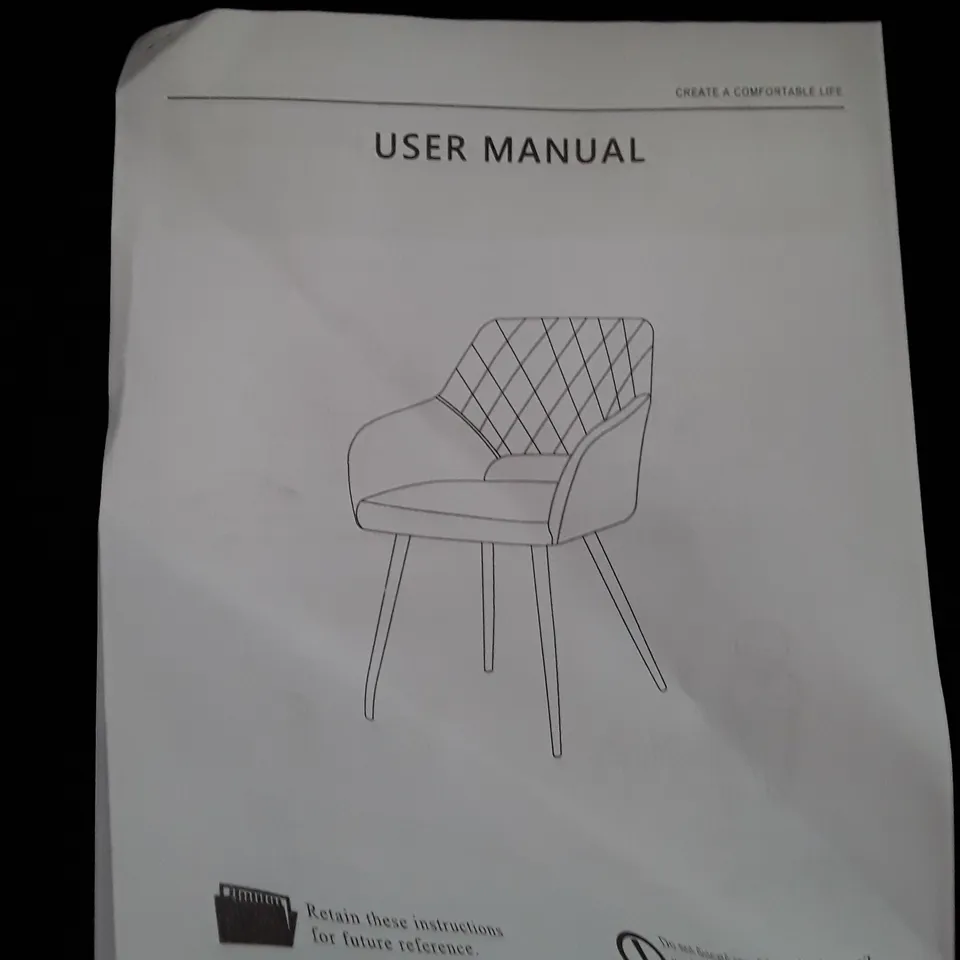 BOXED SET OF 2 UPHOLSTERED FABRIC DINING CHAIRS - BLACK (1 BOX)