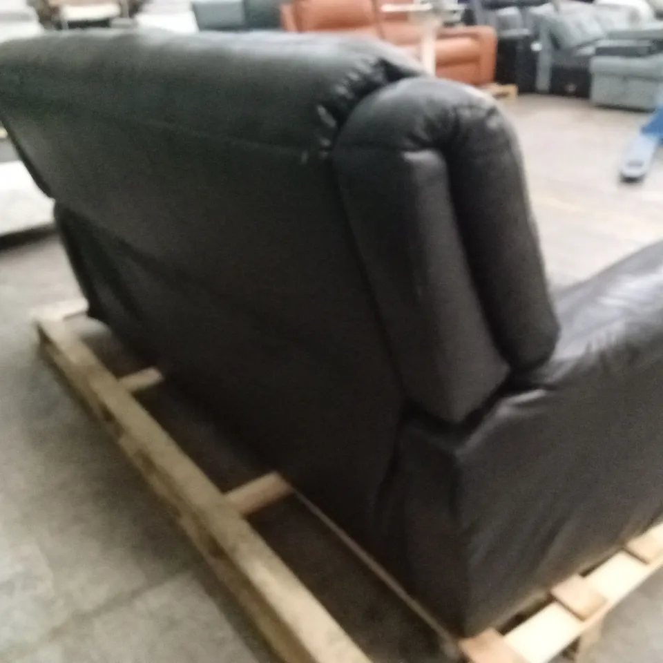 QUALITY DESIGNER 3 SEATER LEATHER SOFA - BLACK