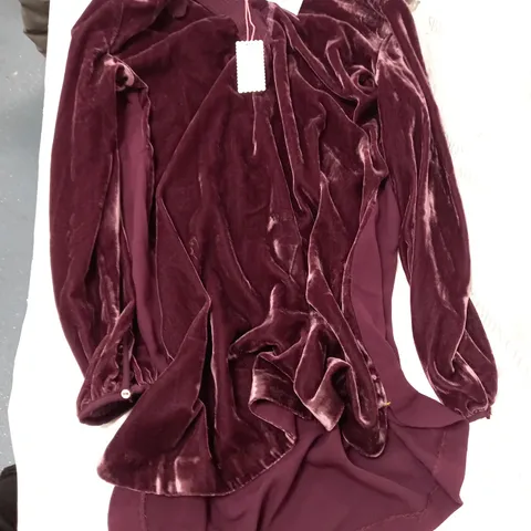 WHITE STUFF KINGSLEY VELVET TUNIC IN DARK PLUM - SIZE 16