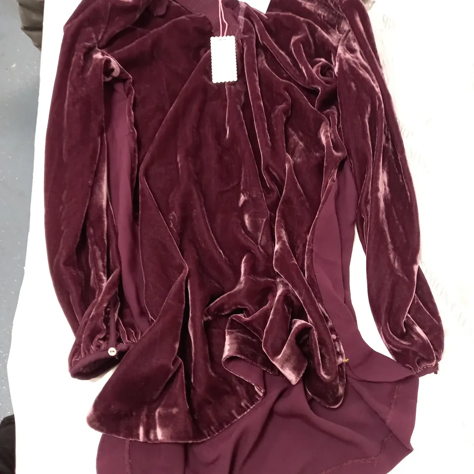 WHITE STUFF KINGSLEY VELVET TUNIC IN DARK PLUM - SIZE 16