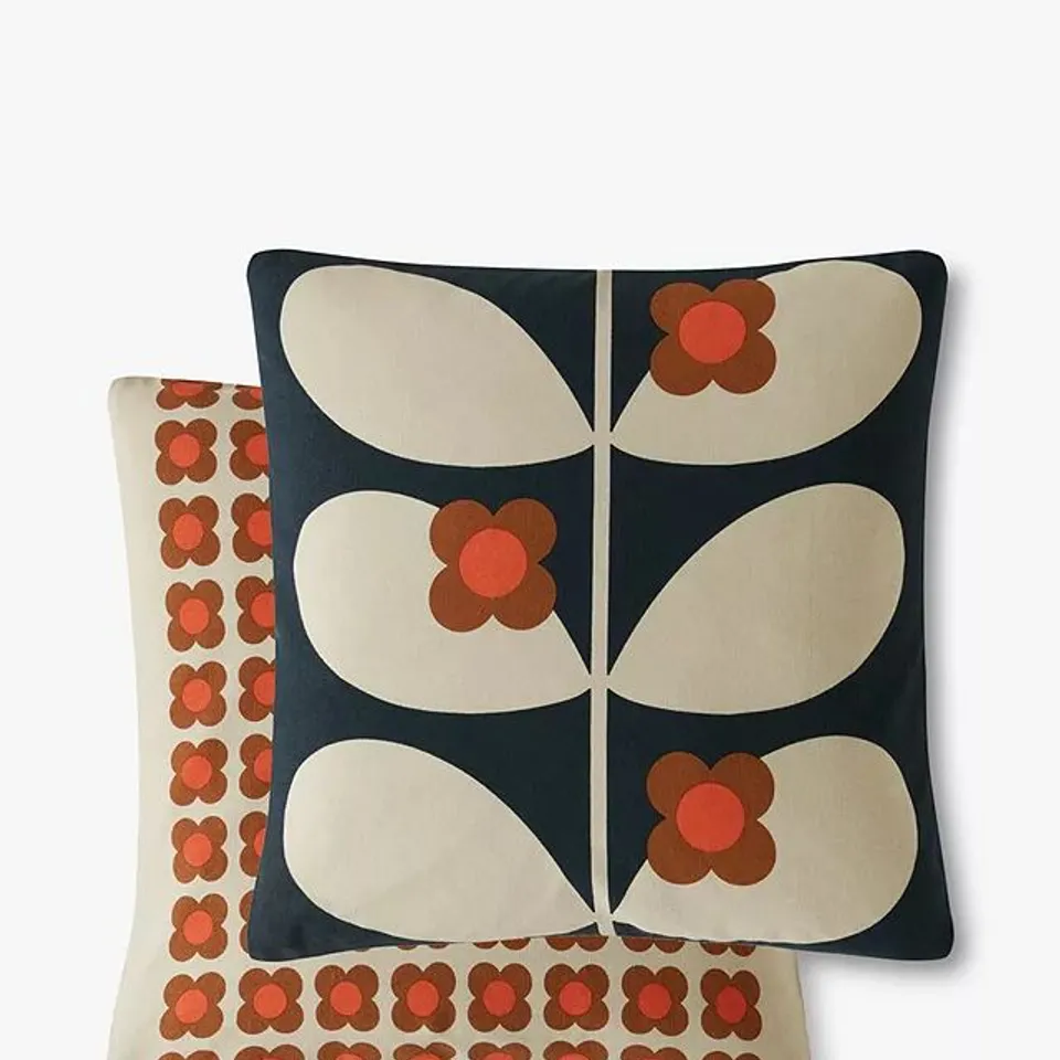 BOXED SET OF 2 ORLA KIELY WILD ROSE JET FILLED CUSHIONS // SIZE: 45 X 45CM 