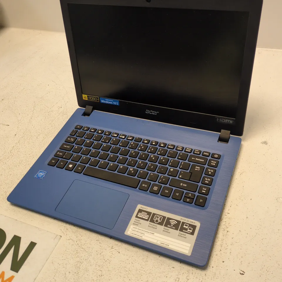 ACER ASPIRE 1 A114-32 BLUE LAPTOP – INTEL CELERON N4000, 4GB RAM, 64GB EMMC, WINDOWS 10 S