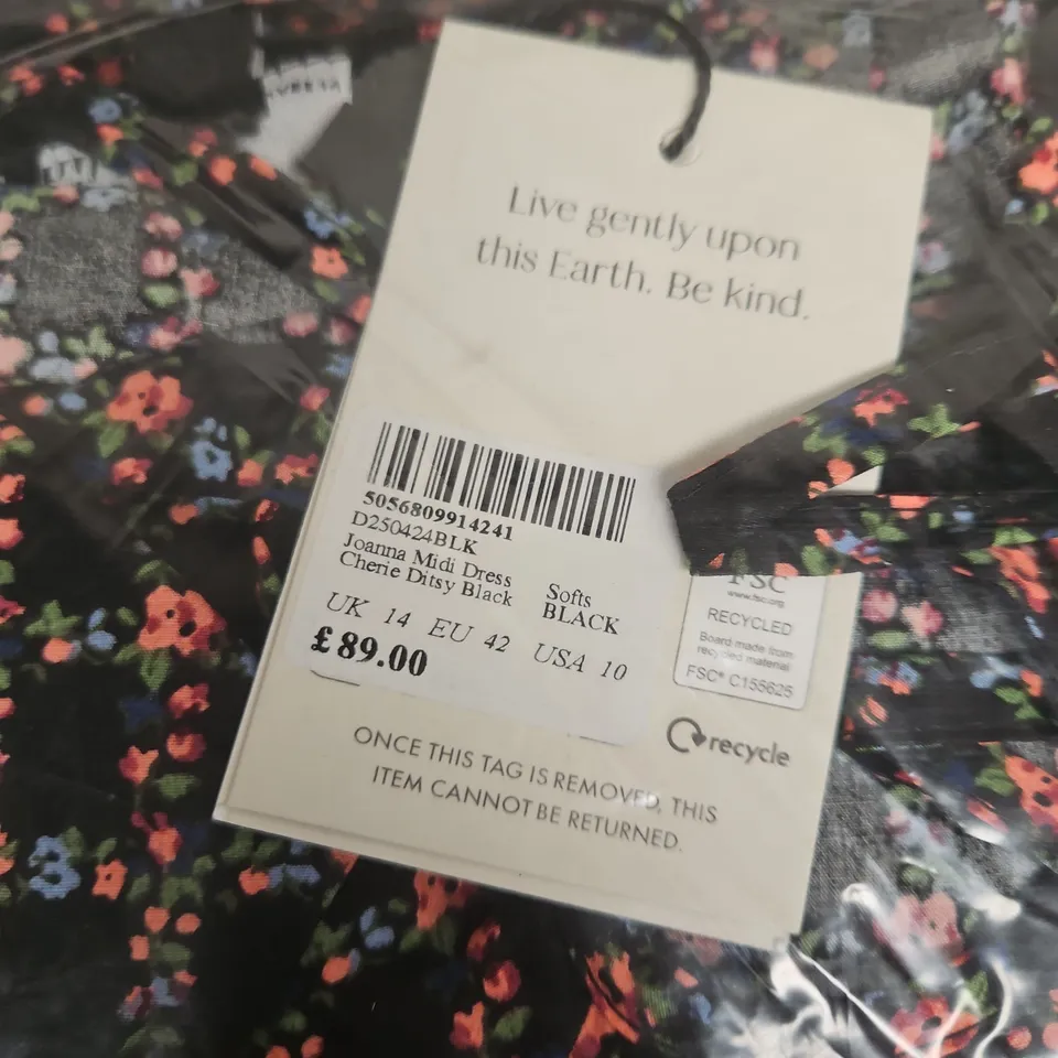 BAGGED NOBODYS CHILD JOANNA MIDI DRESS - SIZE 14