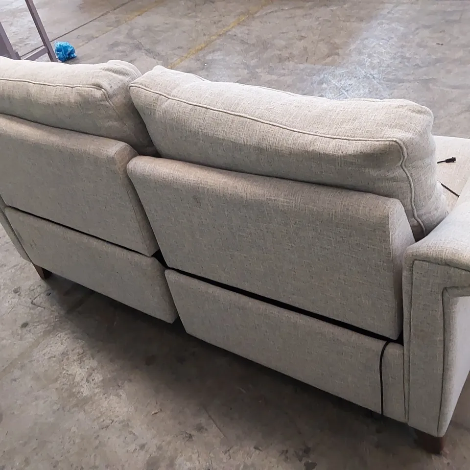 QUALITY G PLAN DESIGNER FLAIR DISC 3-SEATER 2-CUSHION ELECTRIC RECLINER SOFA IN OASIS INDIGO GREY FABRIC 