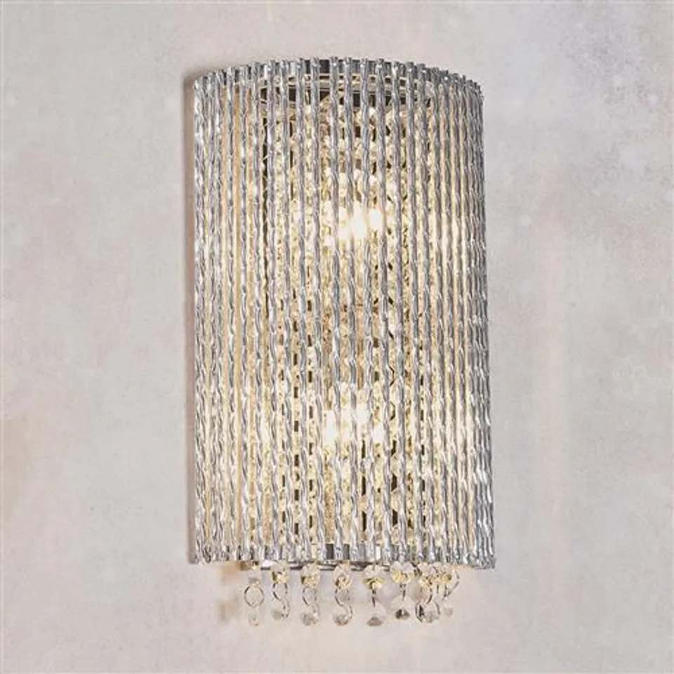 BOXED GALINA TWO LAMP CLEAR CRYSTAL WALL LIGHT
