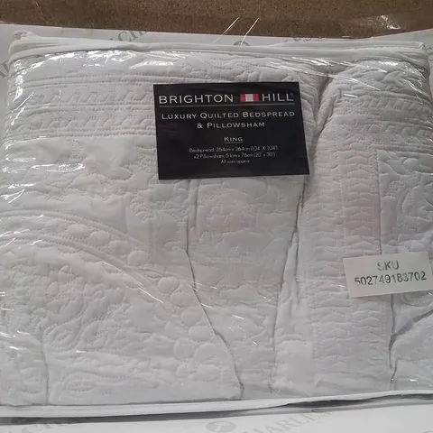 BRAND NEW BRIGHTON HILL LUXURY QUILTED KINGSIZE BEDSPREAD & PILLOWSHAM 