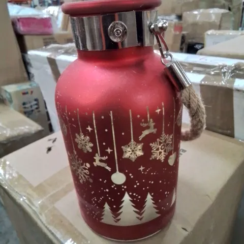 FESTIVE LIT GLASS JAR WITH SNOWFLAKES CHRISTMAS DECORATION