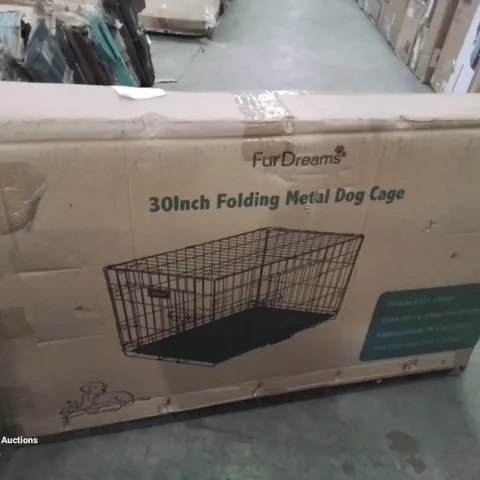 BOXED 30INCH FOLDING METAL DOG CAGE