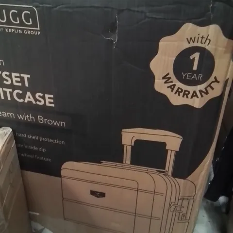 BOXED LUGG 32INCH JETSET SUITCASE CREAM WITH BROWN 