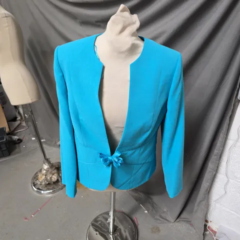 JACQUES VERT WOMEN'S TEAL BLAZER WITH WAIST BOW β UK 10