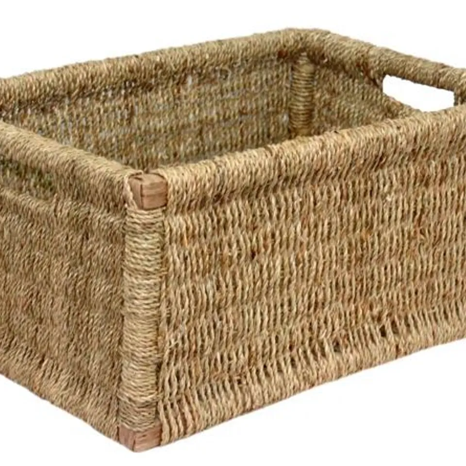 BOXED SEAGRASS STORAGE WICKER BASKET