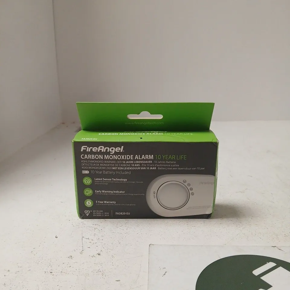 FIREANGEL CARBON MONOXIDE ALARM – 10 YEAR LIFE, BOXED