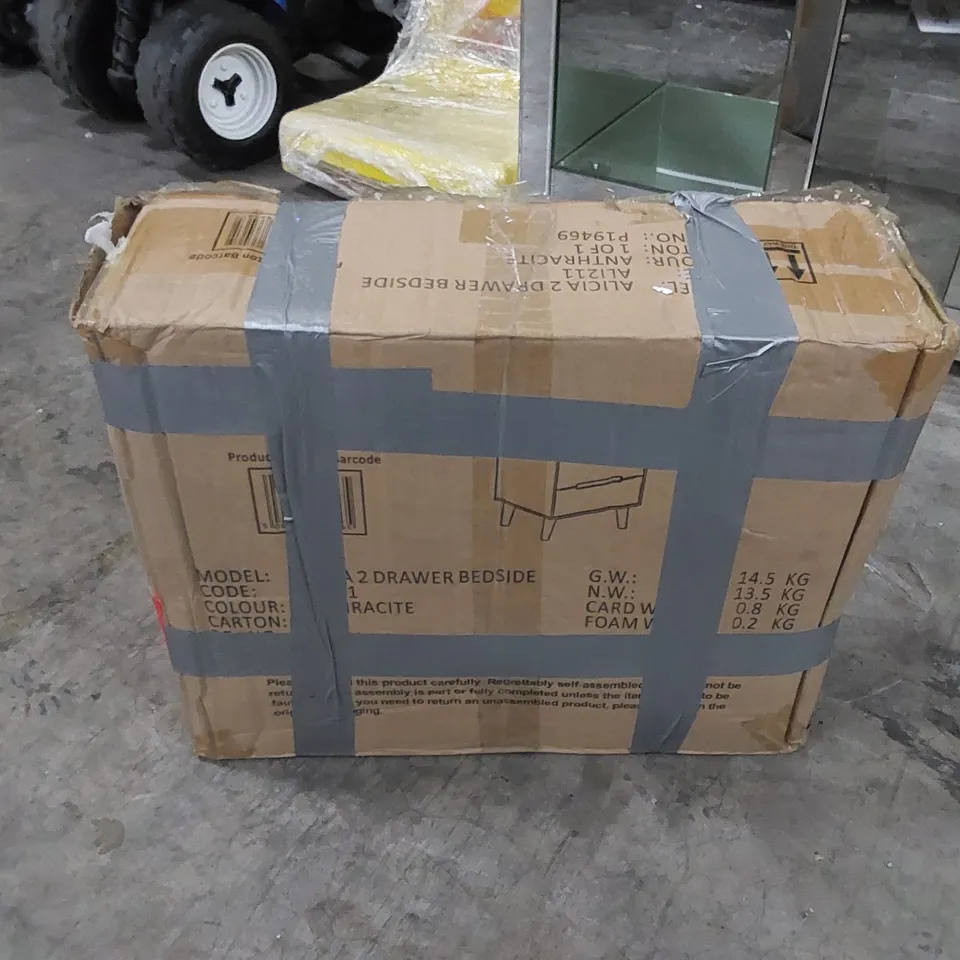 BOXED ALICIA 2 DRAWER BEDSIDE - ANTHRACITE (1 BOX)
