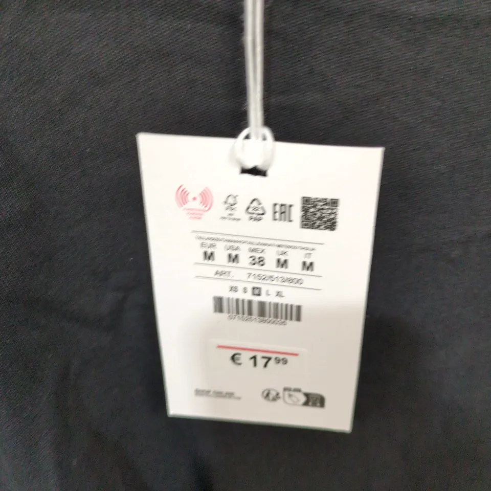 PULL&BEAR MEN'S BLACK HENLEY LONG SLEEVE TOP – SIZE M (EU 38) 