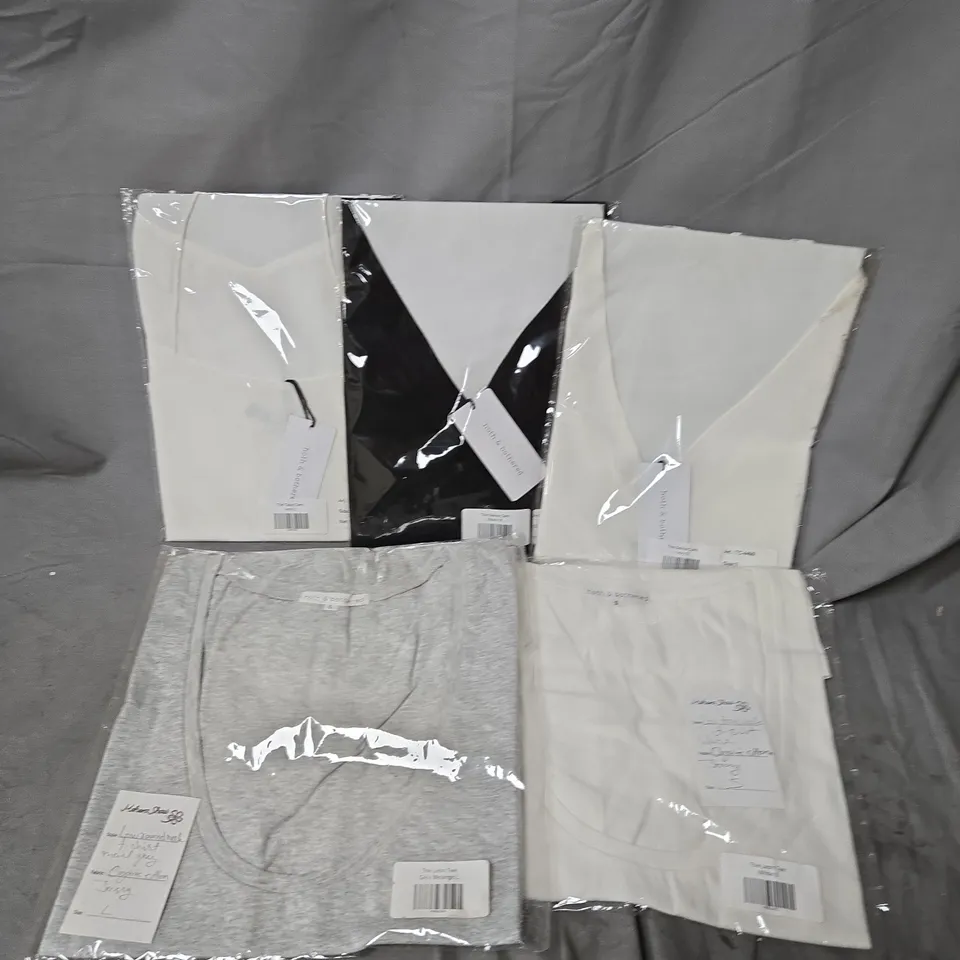 BOX OF APPROXIMATELY 40 ASSORTED CLOTHING ITEMS IN VARIOUS COLOURS TO INCLUDE - TEES - CAMIS