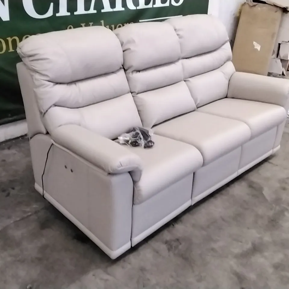 QUALITY BRITISH DESIGNED & MANUFACTURED G PLAN MALVERN 3 SEATER POWER RECLINER OXFORD PUTTY LEATHER
