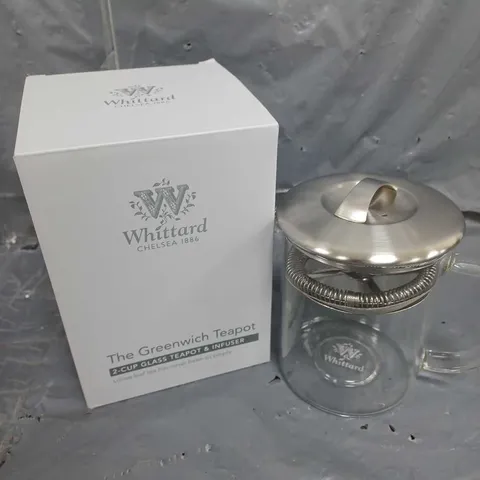 BOXED WHITTARD THE GREENWICH TEAPOT GLASS TEAAPOT & INFUSER - COLLECTION ONLY