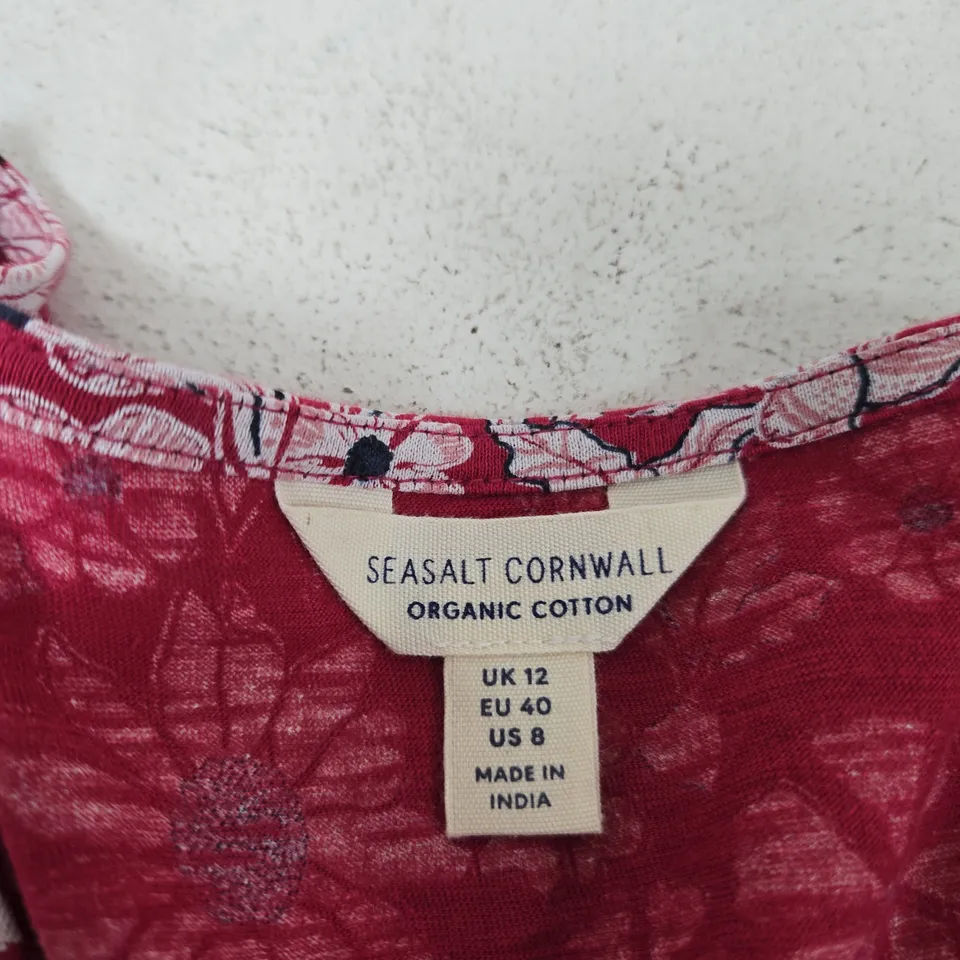 SEASALT CORNWALL WOMEN'S FLORAL DRESS - ORGANIC COTTON - UK 12