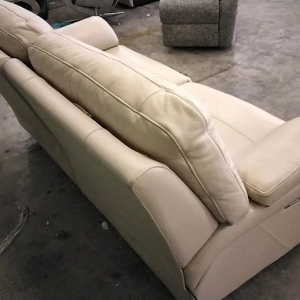 QUALITY BRITISH DESIGNED & MANUFACTURED G PLAN CREAM LEATHER ELECTRIC RECLINING 3 SEATER SOFA