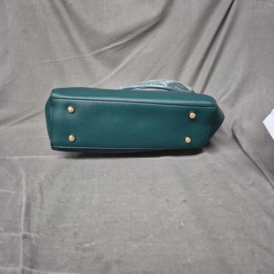 Bond & Mason teal embossed leather handbag with gold chain strap
