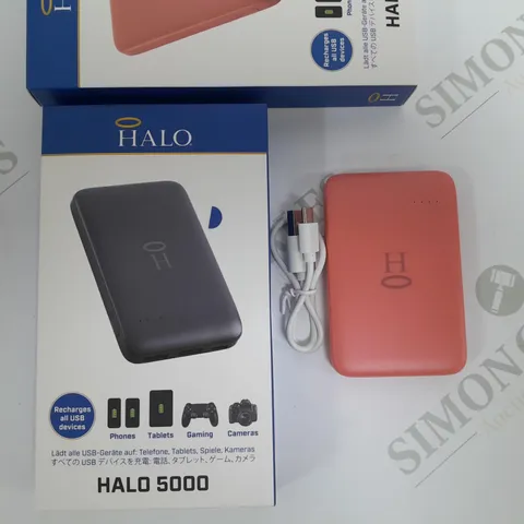 BOXED SET OF 2 HALO 5000MAH PORTABLE CHARGERS