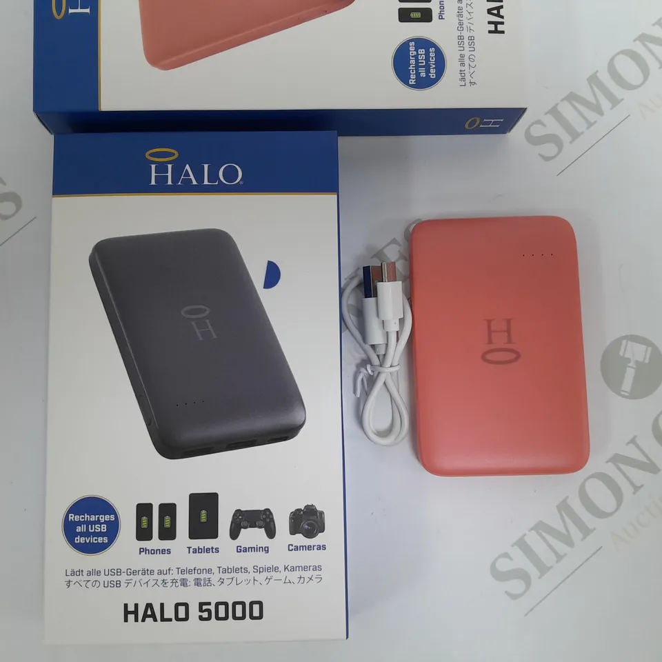 BOXED SET OF 2 HALO 5000MAH PORTABLE CHARGERS