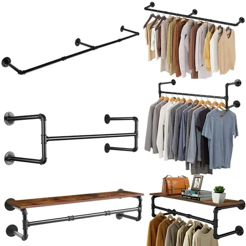 BOXED MEDLA INDUSTRIAL PIPE CLOTHES RACK - BLACK (1 BOX)