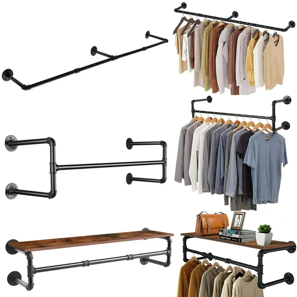 BOXED MEDLA INDUSTRIAL PIPE CLOTHES RACK - BLACK (1 BOX)