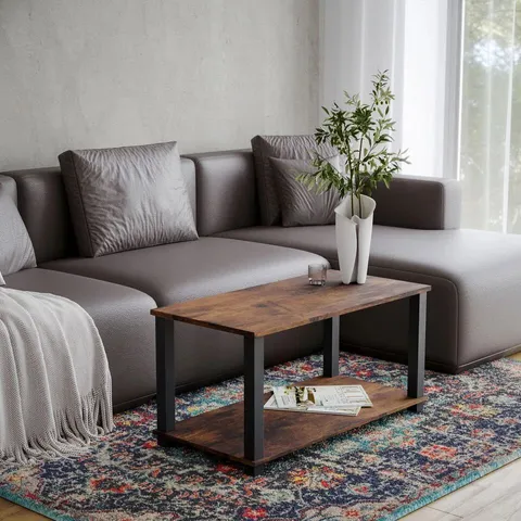 BOXED SHEMARI SOLID WOOD COFFEE TABLE WITH STORAGE (1 BOX)