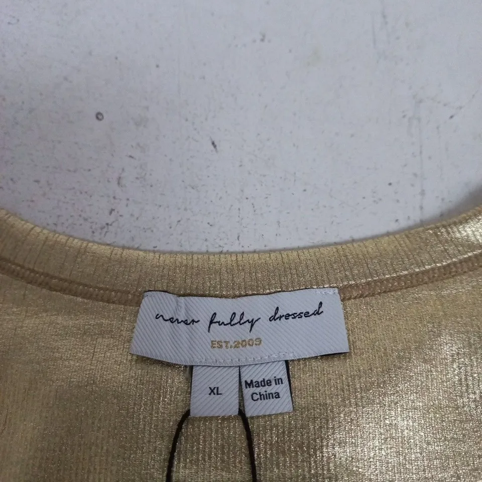 NEVER FULLY DRESSED GOLD METALLIC SCOOP NECK TANK TOP – XL (GD)