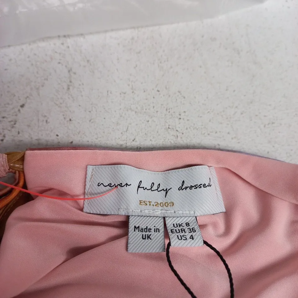 NEVER FULLY DRESSED ABSTRACT MALIKA DRESS – PINK/GREEN GRADIENT, UK 8 (EU 36)