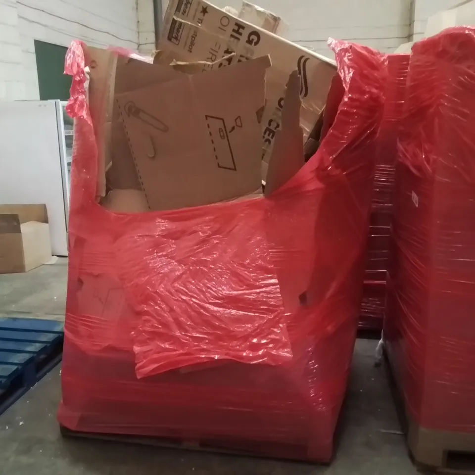 PALLET CONTAINING ASSORTED PRODUCTS INCLUDING: HEAT PRESS MACHINE, COFFEE TABLE, TV STAND, MIRROR, 6FT FOLDING TABLE ECT
