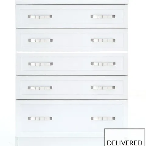 BOXED GRADE 1 CAMBERLEY WHITE 5-DRAWER GRADUATED CHEST (1 BOX)