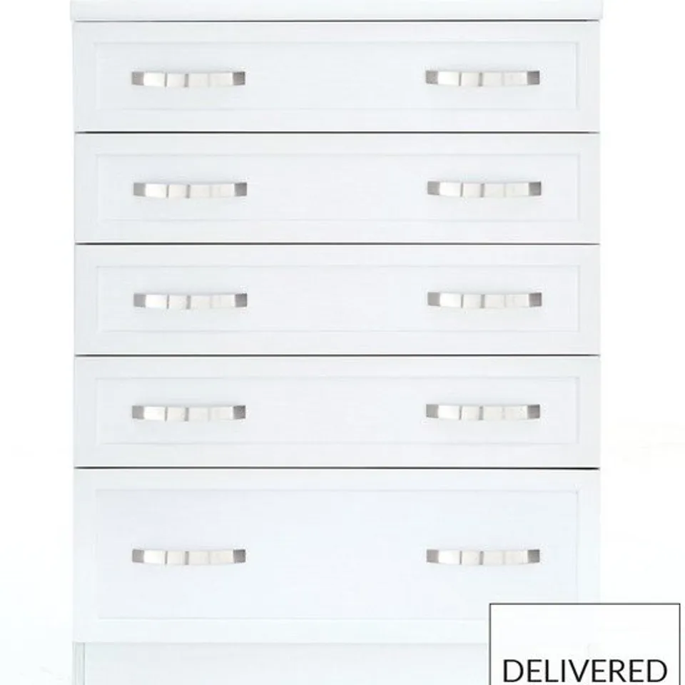 BOXED GRADE 1 CAMBERLEY WHITE 5-DRAWER GRADUATED CHEST (1 BOX)