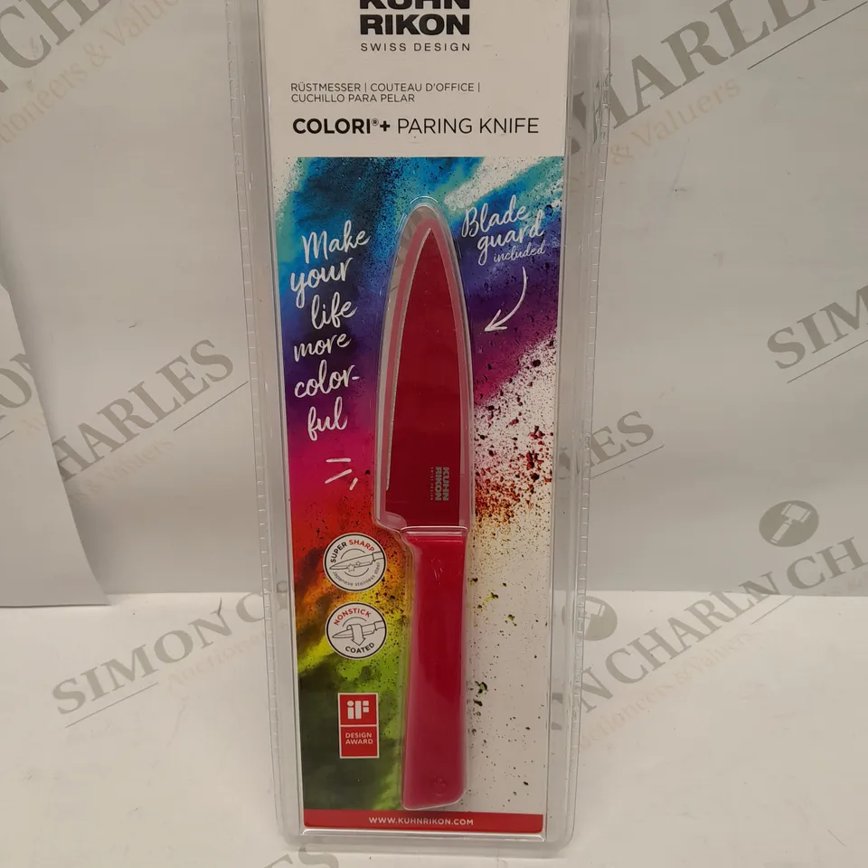 FOUR BRAND NEW BOXED KUHN RIKON COLORI+ PARING KNIVES
