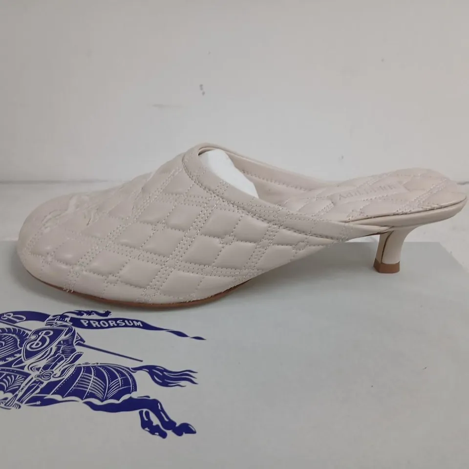 BURBERRY QUILTED LEATHER MULES – WOMEN'S, BEIGE, UK 3.5 (EU 36.5)