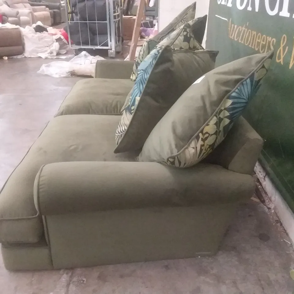 DESIGNER LOUNGE CO LOW WOODLAND MOSS FABRIC 2.5 SEATER SOFA 