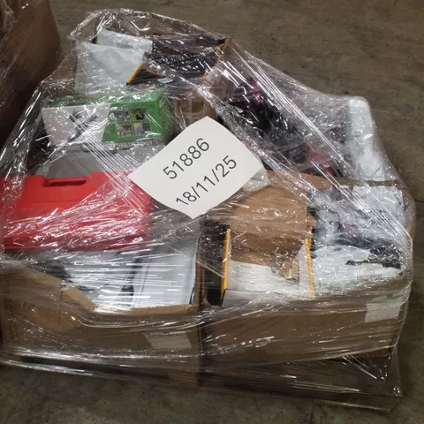 PALLET CONTAINING ASSORTED PRODUCTS INCLUDING MULTI-FUNCTIONAL SCISSORS, KITCHEN FAUCETS & MOLDING SLOTTING MACHINE