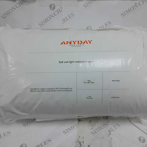 ANYDAY JOHN LEWIS MATTRESS TOPPER SIZE KING