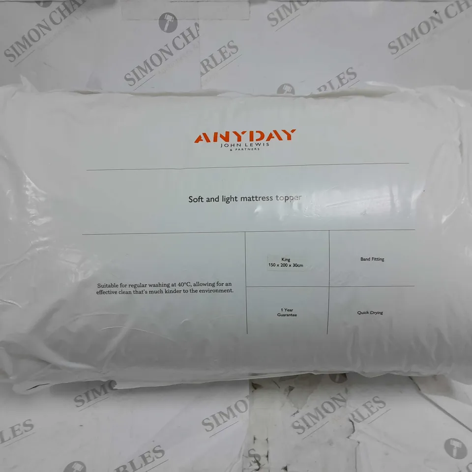 ANYDAY JOHN LEWIS MATTRESS TOPPER SIZE KING
