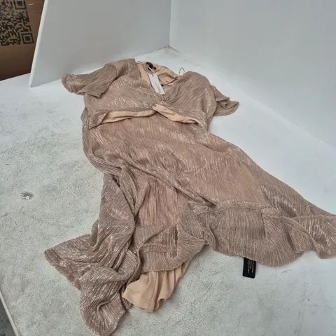 ROMAN PETITE ROSE GOLD SPARKLE CRINKLE DRESS β UK 16
