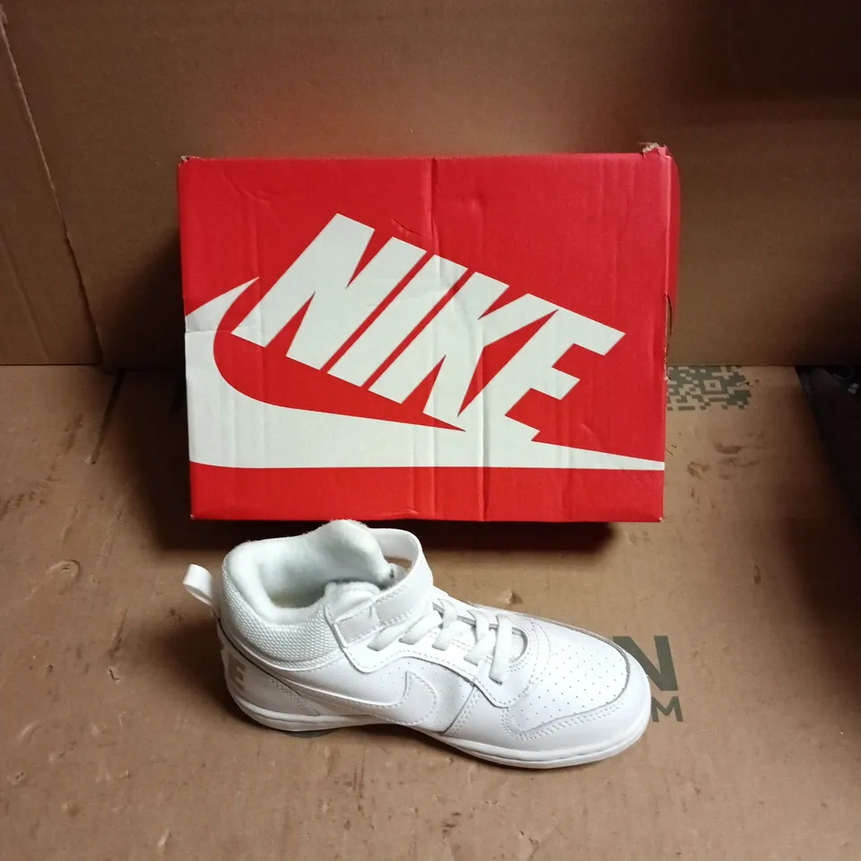 NIKE KIDS WHITE VELCRO HIGH-TOP SNEAKERS - UK SIZE 12 CHILDS 
