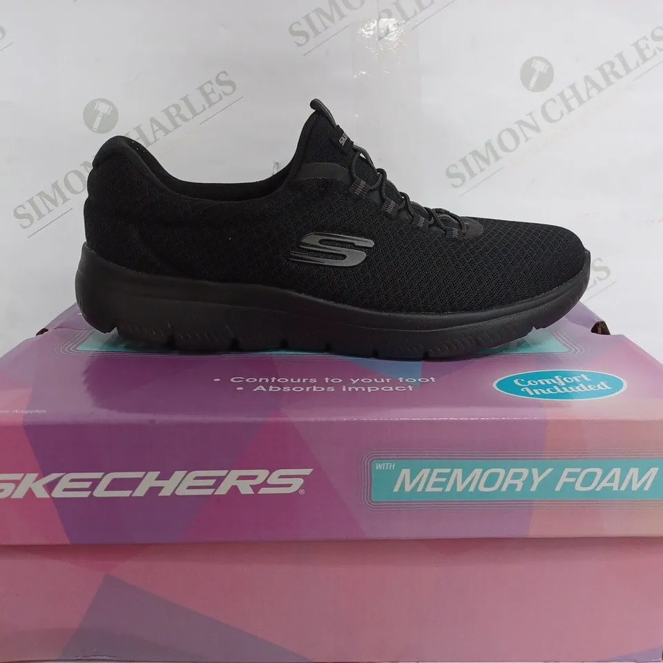 SKECHERS MEMORY FOAM SLIP ON SHOES IN BLACK - WOMENS USA 9
