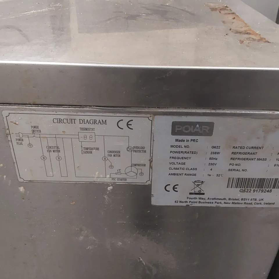 POLAR G622 COMMERCIAL TRIPLE DOOR COUNTER REFRIGERATOR