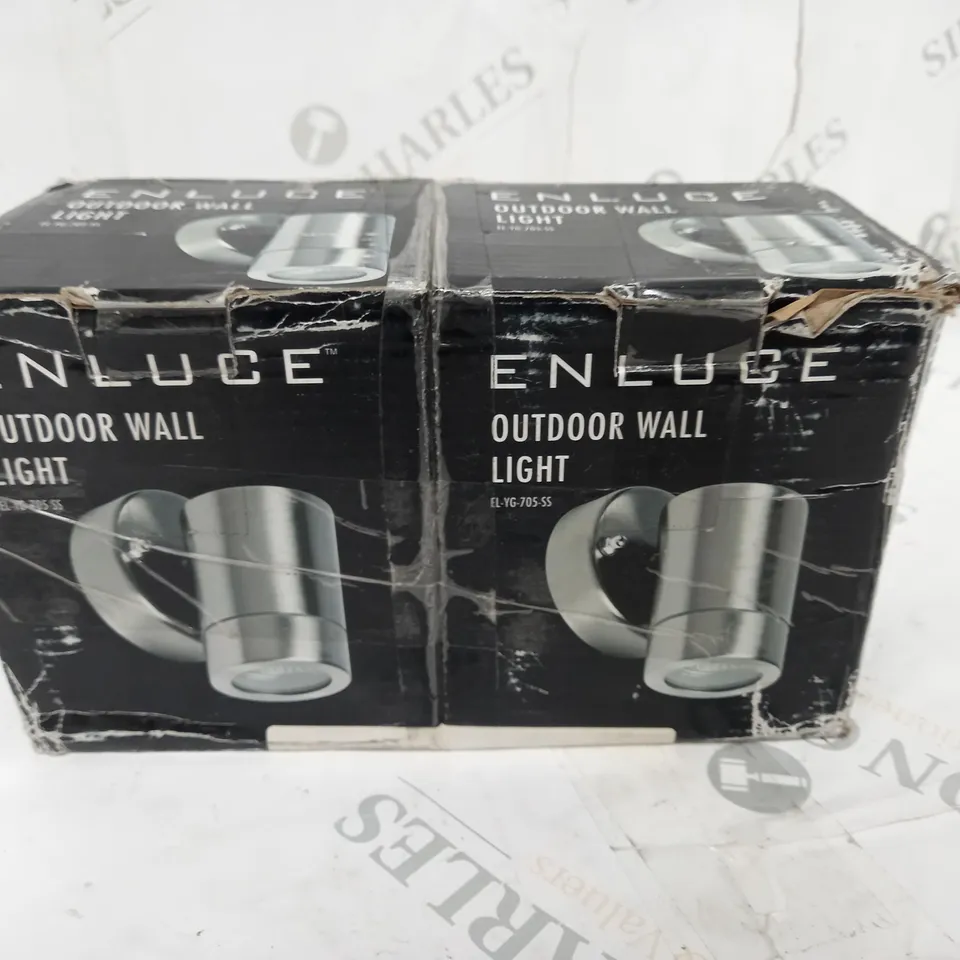 BOXED PAIR OF ENLUCE OUTDOOR WALL LIGHTS