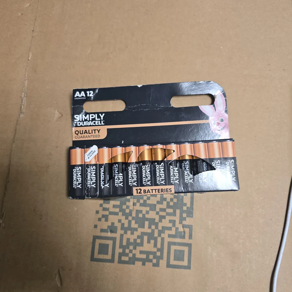 TOTE OF APPROIMATELY 20 ASSORTED BATTERIES TO INCLUDE 12 PACK DURACELL AA 