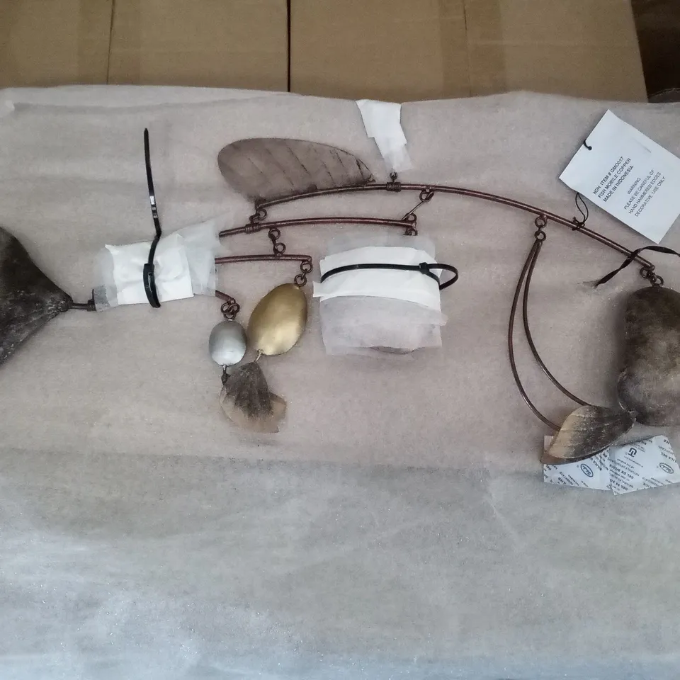 BOX CONTAINING 2 BRAND NEW FISH MOBILE - COPPER