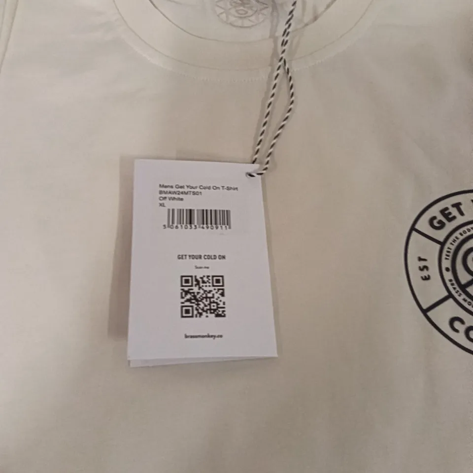 BOX OF BRASS MONKEY T-SHIRTS - OFF WHITE IZE XL APPROXIMATELY 14