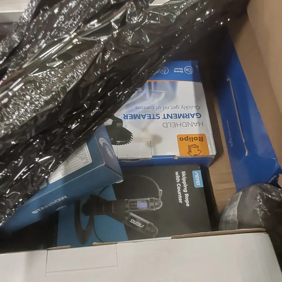 PALLET CONTAINING A LARGE QUANTITY OF ASSORTED ITEMS INCLUDING: ULTRASONIC CLEANERS, 1080P HOME THEATRE PROJECTOR, PIPER J-3 CUB TOY GLIDER. LED NIGHT LIGHTS ECT