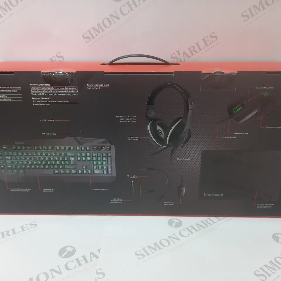 BRAND NEW BOXED BLACKWEB 4 IN 1 GAMING KIT INCLUDING KEYBOARD, MOUSE AND HEADSET